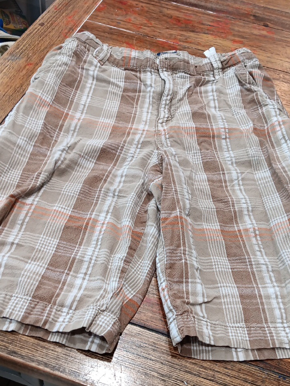 Basic Editions Beige Plaid Flat Front Boy's Shorts